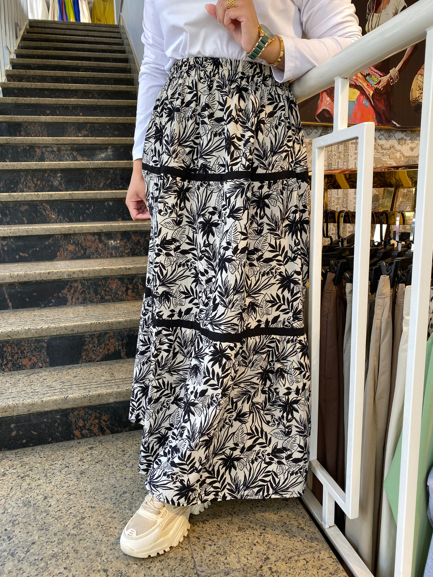 Floral linen skirt