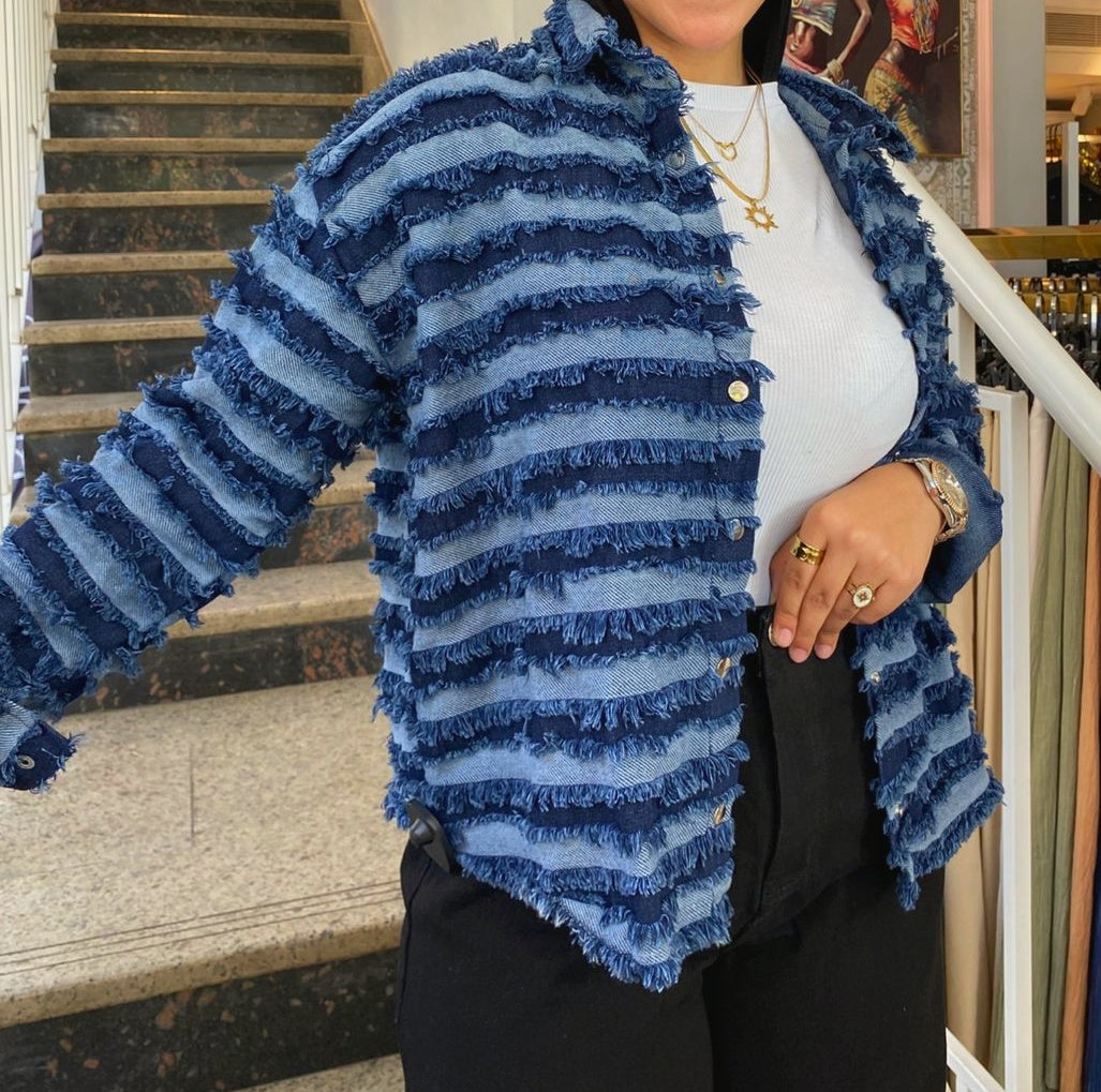 Stripped denim shirt