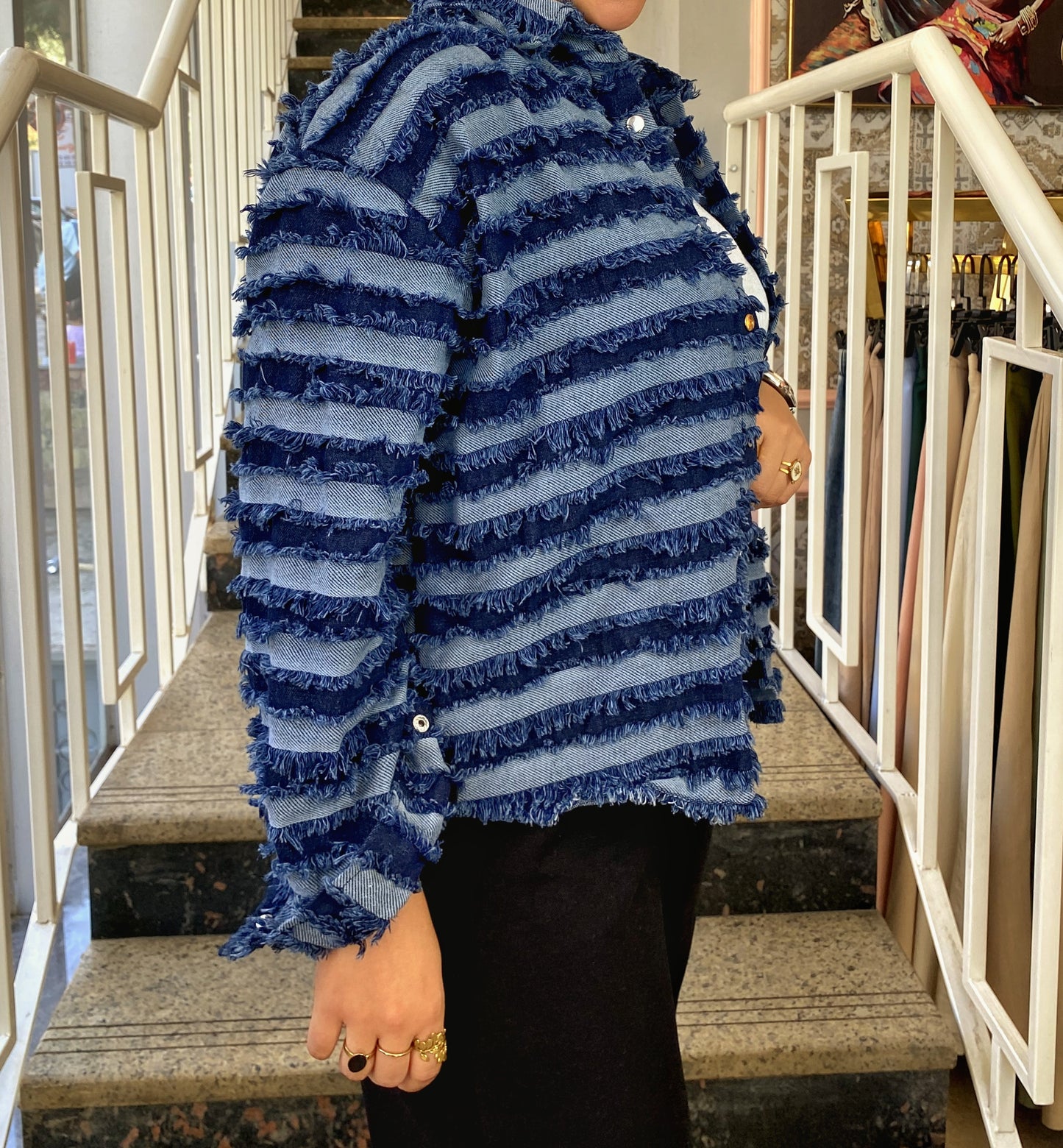 Stripped denim shirt