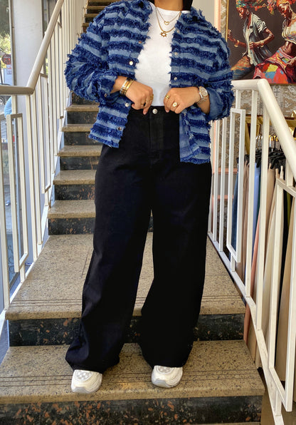 Stripped denim shirt