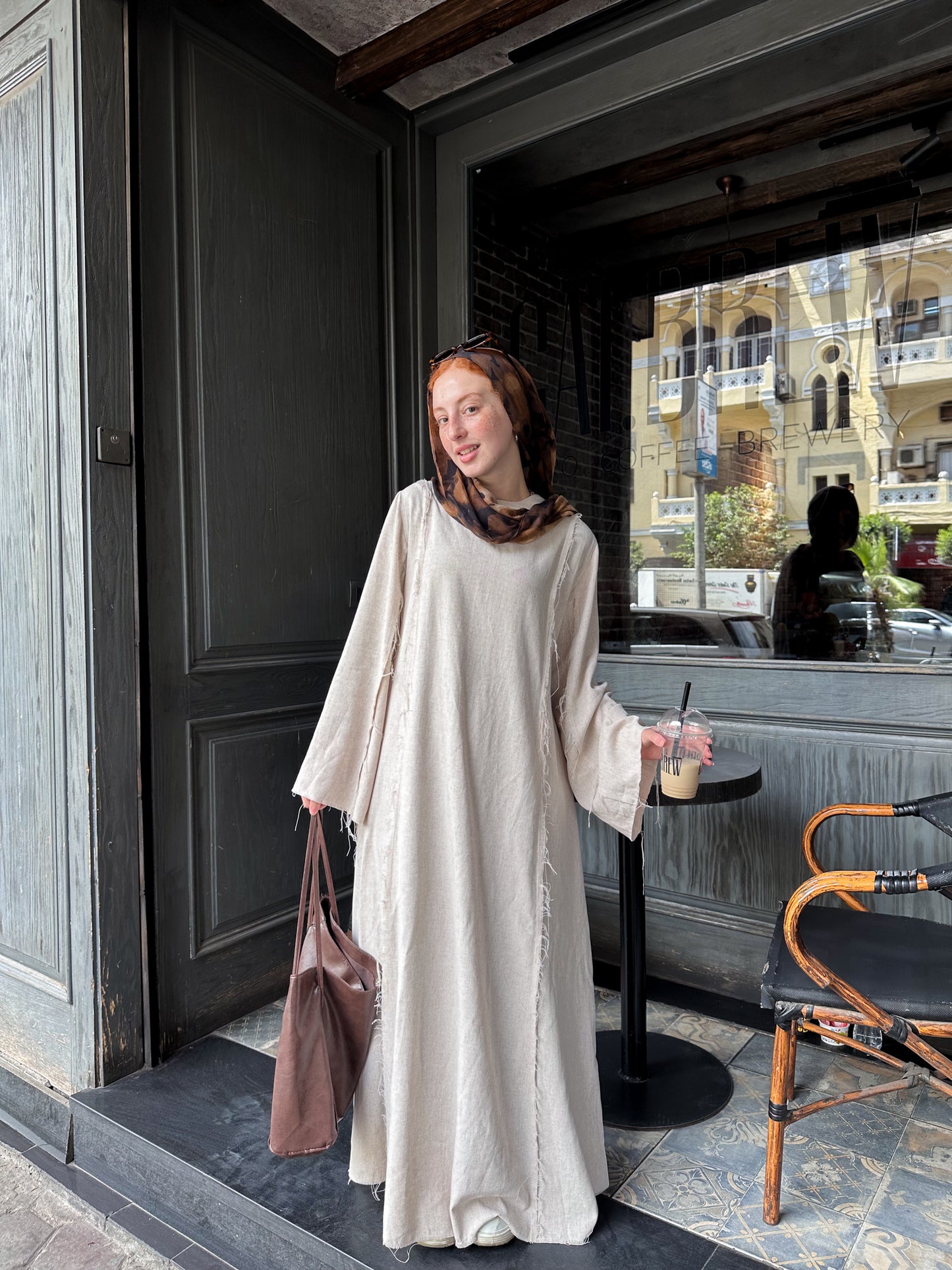 Raw linen dress
