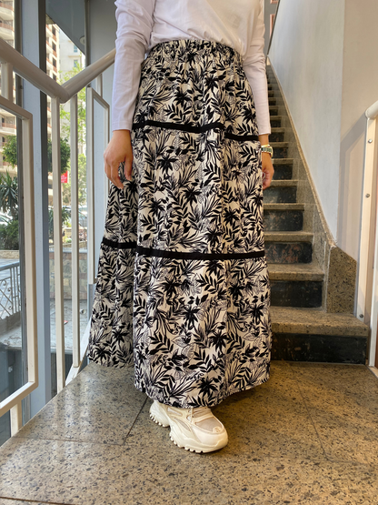 Floral linen skirt