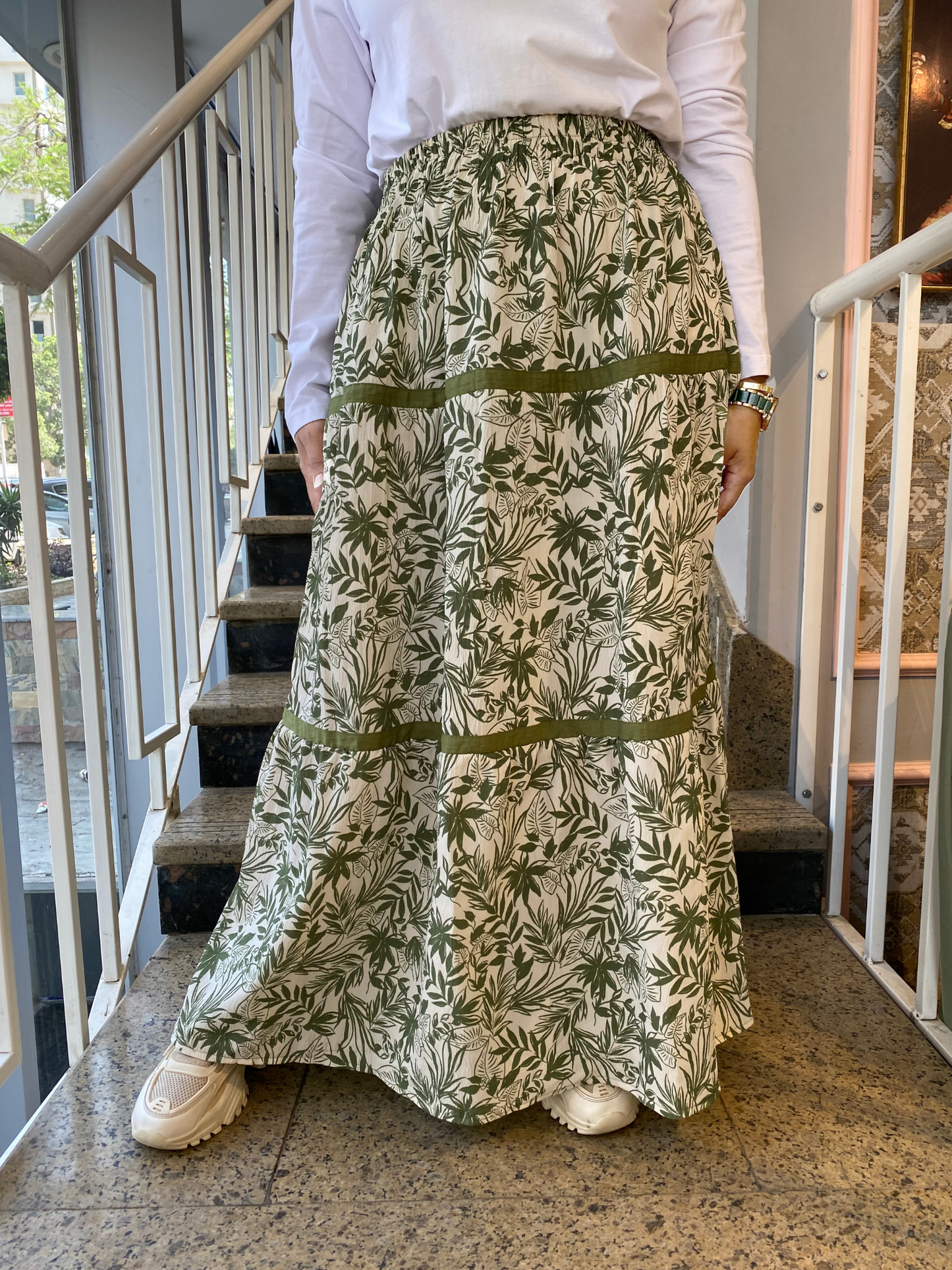 Floral linen skirt