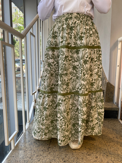 Floral linen skirt