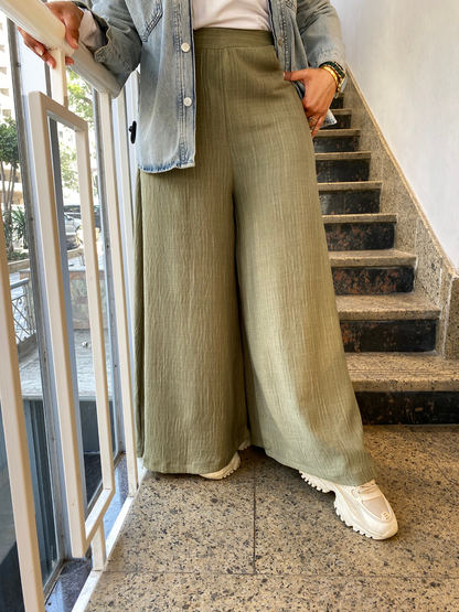 Linen wide leg pants