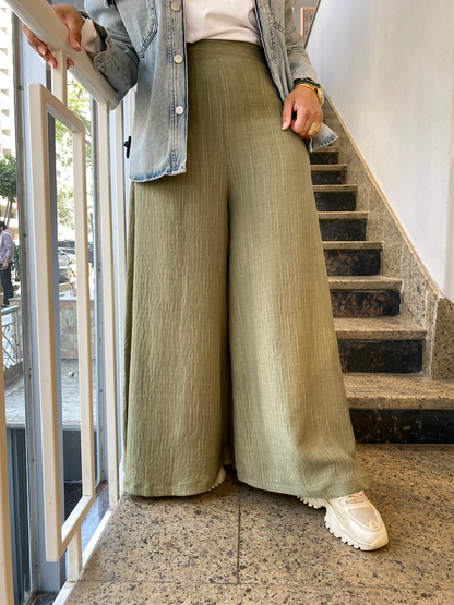 Linen wide leg pants